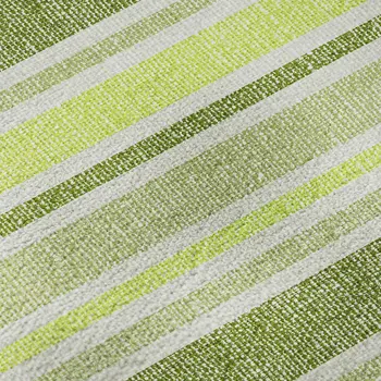 3' X 5' Fern Green And Ivory Striped Washable Area Rug With UV Protection