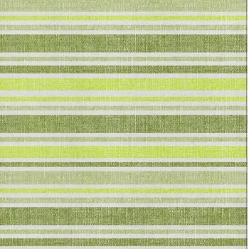 5' X 8' Fern Green And Ivory Striped Washable Area Rug With UV Protection