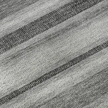 8' X 10' Gray And Ivory Striped Washable Area Rug With UV Protection