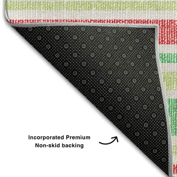 8' X 10' Green And Blush Striped Washable Area Rug With UV Protection