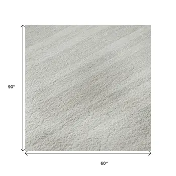 5' X 8' Ivory And Gray Striped Washable Area Rug With UV Protection
