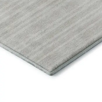 8' X 10' Ivory And Gray Striped Washable Area Rug With UV Protection