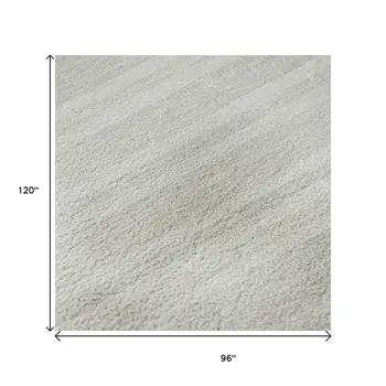 8' X 10' Ivory And Gray Striped Washable Area Rug With UV Protection