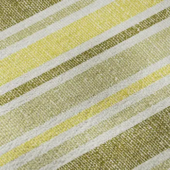 10' X 14' Khaki And Gold Striped Washable Area Rug With UV Protection