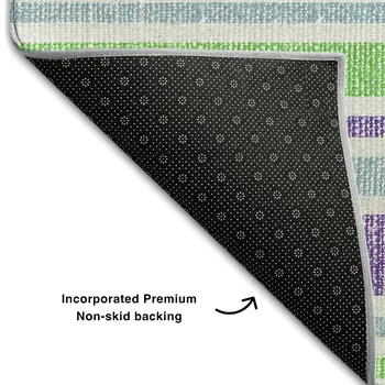 10' X 14' Lime Green And Purple Striped Washable Area Rug With UV Protection