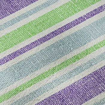10' X 14' Lime Green And Purple Striped Washable Area Rug With UV Protection
