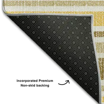 8' Coffee And Gold Striped Washable Round Rug With UV Protection