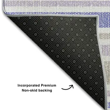 5' X 8' Navy Blue And Lavender Striped Washable Area Rug With UV Protection