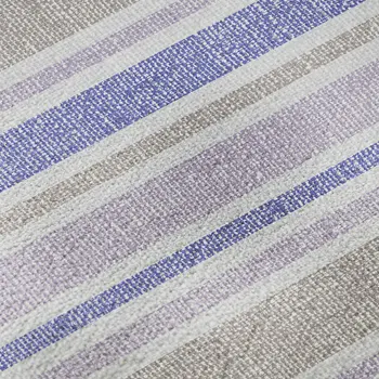 10' X 14' Navy Blue And Lavender Striped Washable Area Rug With UV Protection