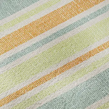 3' X 5' Orange Green And Blue Striped Washable Area Rug With UV Protection