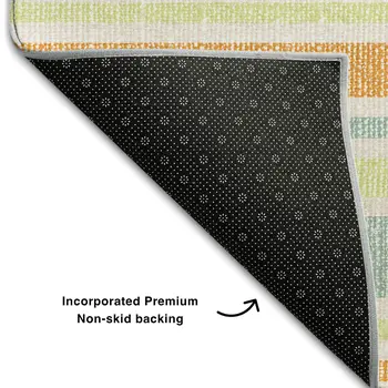 9' X 12' Orange Green And Blue Striped Washable Area Rug With UV Protection