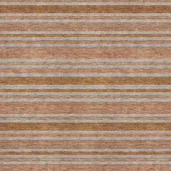 8' X 10' Rust And Beige Striped Washable Area Rug With UV Protection