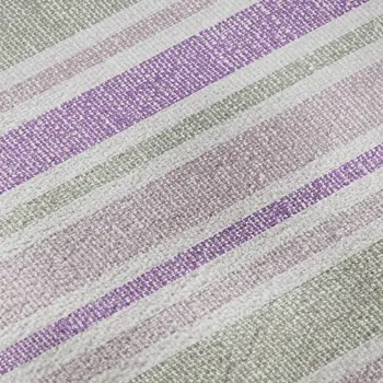 9' X 12' Pearl And Purple Striped Washable Area Rug With UV Protection