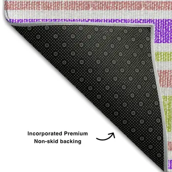 3' X 5' Purple Green And Blush Striped Washable Area Rug With UV Protection