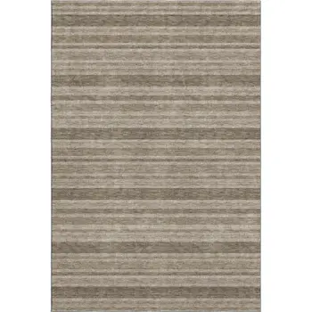 9' X 12' Taupe And Beige Striped Washable Area Rug With UV Protection