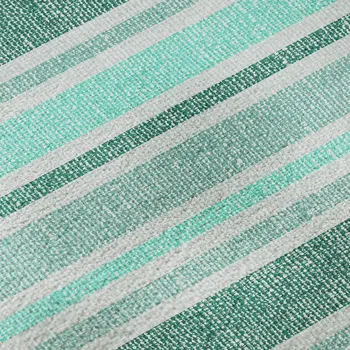 5' X 8' Turquoise And Ivory Striped Washable Area Rug With UV Protection