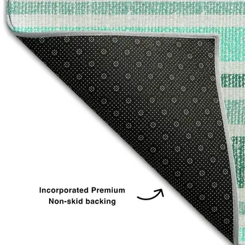 10' X 14' Turquoise And Ivory Striped Washable Area Rug With UV Protection