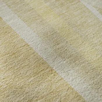 3' X 5' Beige And Gold Geometric Washable Area Rug With UV Protection