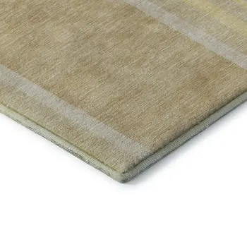 10' X 14' Beige And Gold Geometric Washable Area Rug With UV Protection