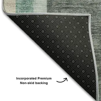 3' X 5' Emerald And Gray Geometric Washable Area Rug With UV Protection