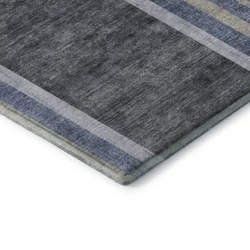 9' X 12' Navy Blue And Khaki Geometric Washable Area Rug With UV Protection