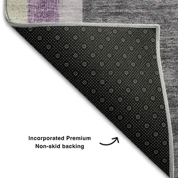 3' X 5' Purple And Khaki Geometric Washable Area Rug With UV Protection