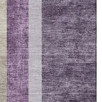 9' X 12' Purple And Khaki Geometric Washable Area Rug With UV Protection