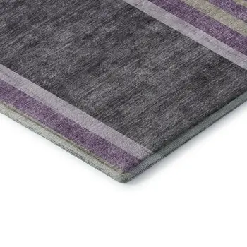 10' X 14' Purple And Khaki Geometric Washable Area Rug With UV Protection
