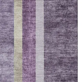 10' X 14' Purple And Khaki Geometric Washable Area Rug With UV Protection