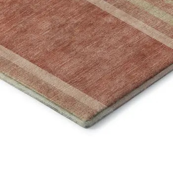 5' X 8' Salmon And Beige Geometric Washable Area Rug With UV Protection