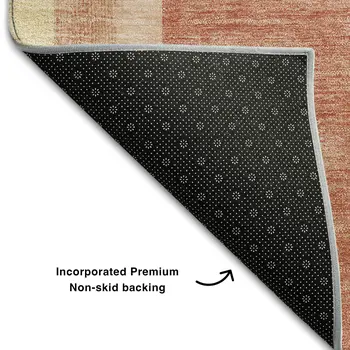 8' Salmon And Beige Geometric Washable Round Rug With UV Protection