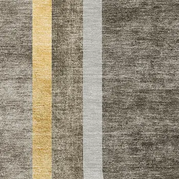 5' X 8' Taupe And Gold Geometric Washable Area Rug With UV Protection
