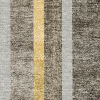 8' X 10' Taupe And Gold Geometric Washable Area Rug With UV Protection