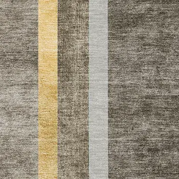 10' X 14' Taupe And Gold Geometric Washable Area Rug With UV Protection