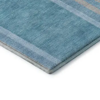 5' X 8' Teal And Khaki Geometric Washable Area Rug With UV Protection