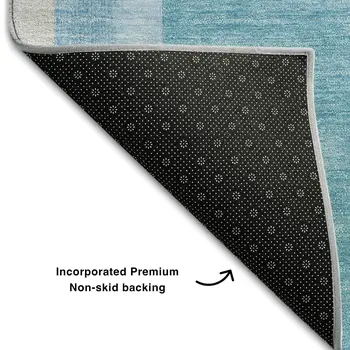 8' Teal And Khaki Geometric Washable Round Rug With UV Protection