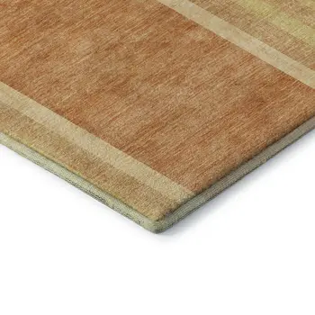 10' X 14' Terra Cotta And Gold Geometric Washable Area Rug With UV Protection