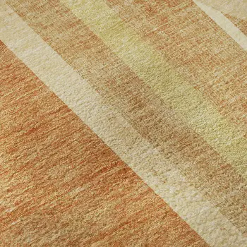 10' X 14' Terra Cotta And Gold Geometric Washable Area Rug With UV Protection