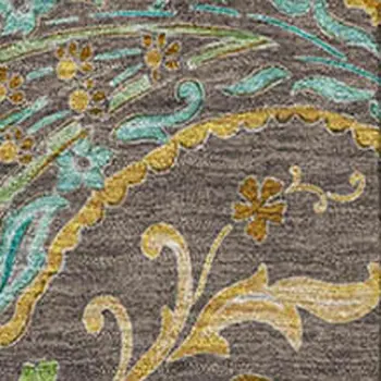 9' X 12' Chocolate Blue And Green Paisley Washable Area Rug With UV Protection
