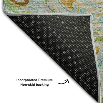 3' X 5' Gray Blue And Green Paisley Washable Area Rug With UV Protection