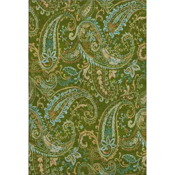3' X 5' Green And Blue Paisley Washable Area Rug With UV Protection