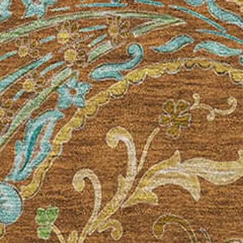 8' X 10' Rust Blue And Green Paisley Washable Area Rug With UV Protection
