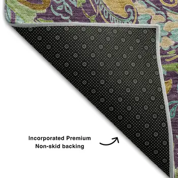 5' X 8' Purple Green And Blue Paisley Washable Area Rug With UV Protection