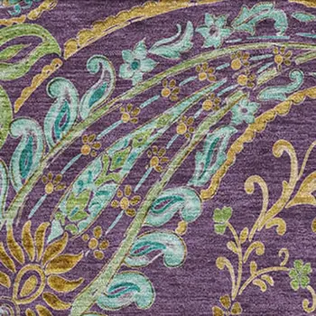 8' X 10' Purple Green And Blue Paisley Washable Area Rug With UV Protection