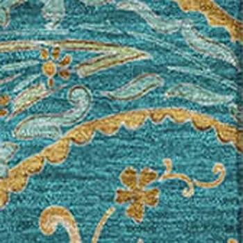 3' X 5' Teal Green And Gold Paisley Washable Area Rug With UV Protection