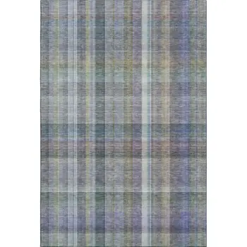 3' X 5' Green And Purple Plaid Washable Area Rug With UV Protection