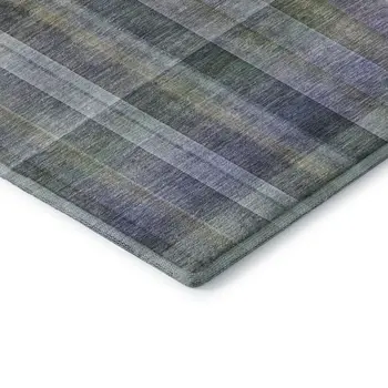 8' X 10' Green And Purple Plaid Washable Area Rug With UV Protection