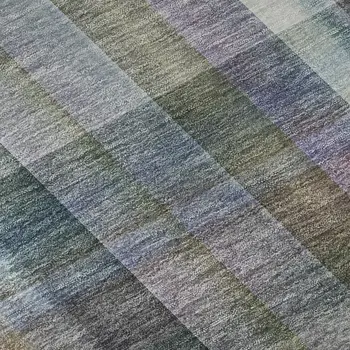 8' X 10' Green And Purple Plaid Washable Area Rug With UV Protection