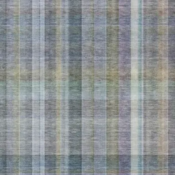8' X 10' Green And Purple Plaid Washable Area Rug With UV Protection