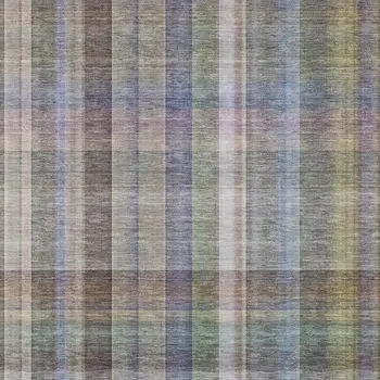 3' X 5' Pewter And Purple Plaid Washable Area Rug With UV Protection